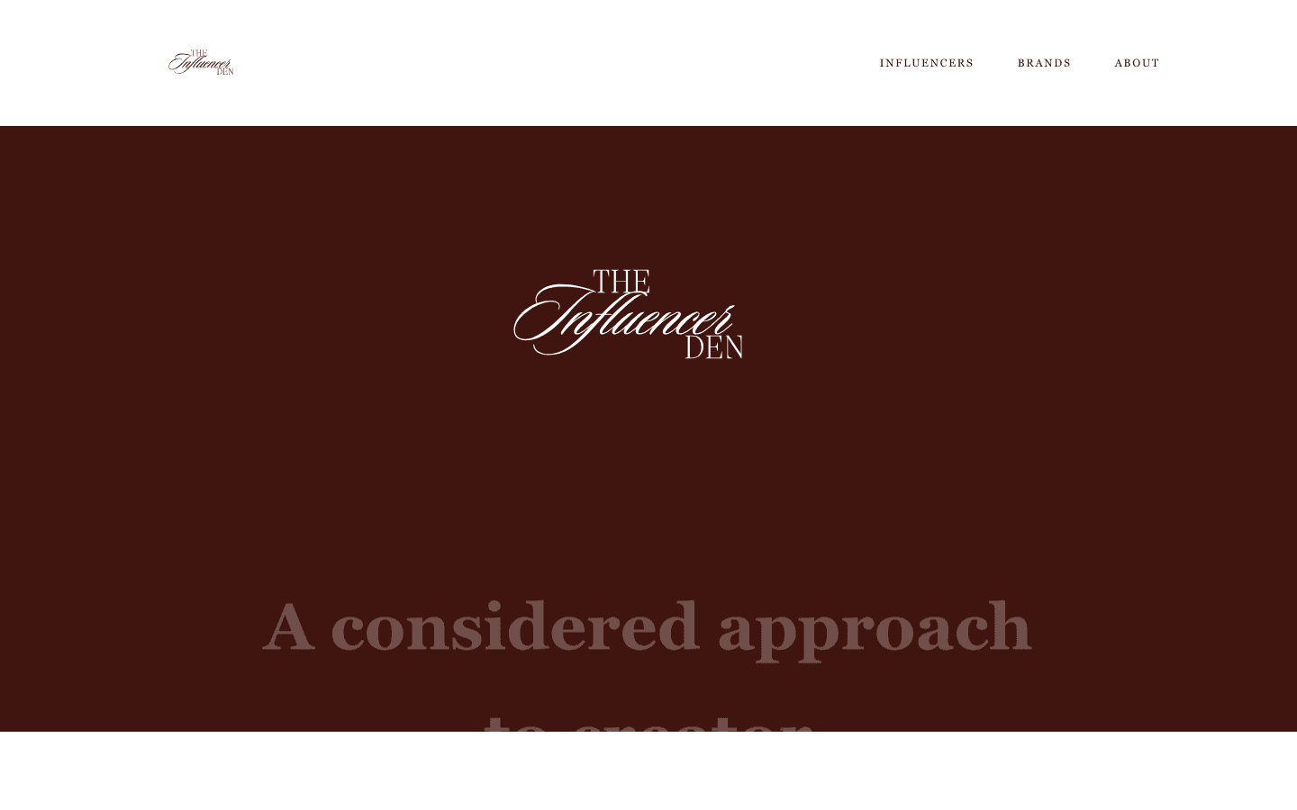 The Influencer Den website homepage